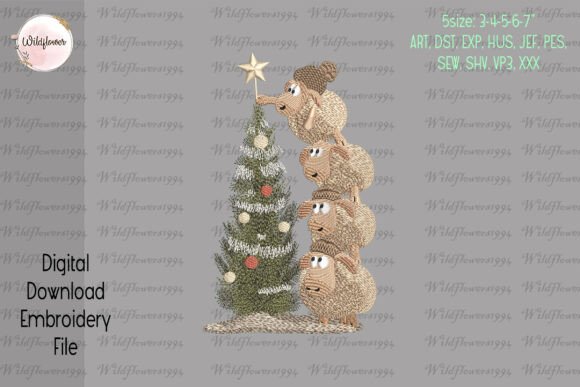 Christmas Sheeps Tree Embroidery Design Review