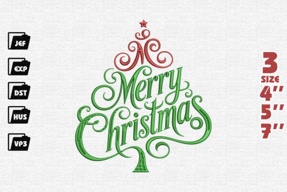 Elegant Merry Christmas Embroidery