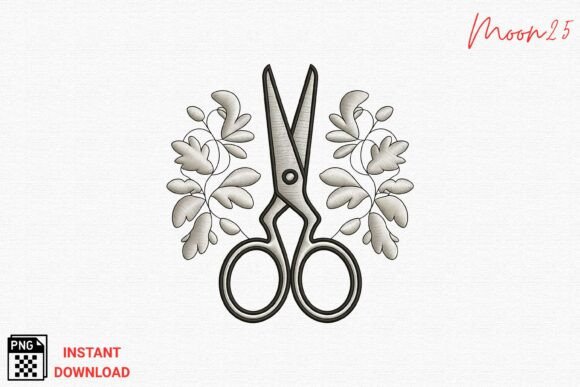 Embroidery Scissors Floral Art PNG Review