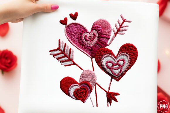 Faux Crochet Cherry LOVE Yarn Embroidery