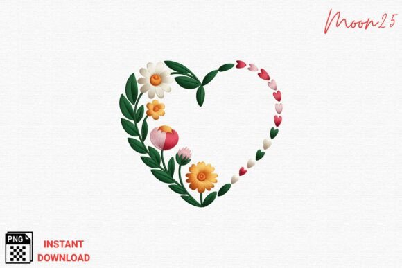 Floral Heart Frame Embroidery PNG Review