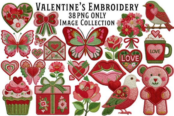 Valentine s Embroidery Clipart Bundle Review