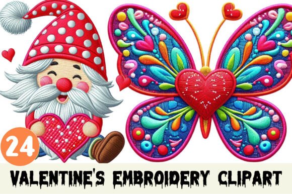 Valentine s Embroidery Clipart Bundle Review